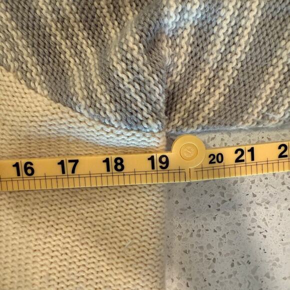 Dreamers Open Front Cardigan Cream Gray Striped Waterfall Hem Aztec Print S/M - Picture 7 of 8